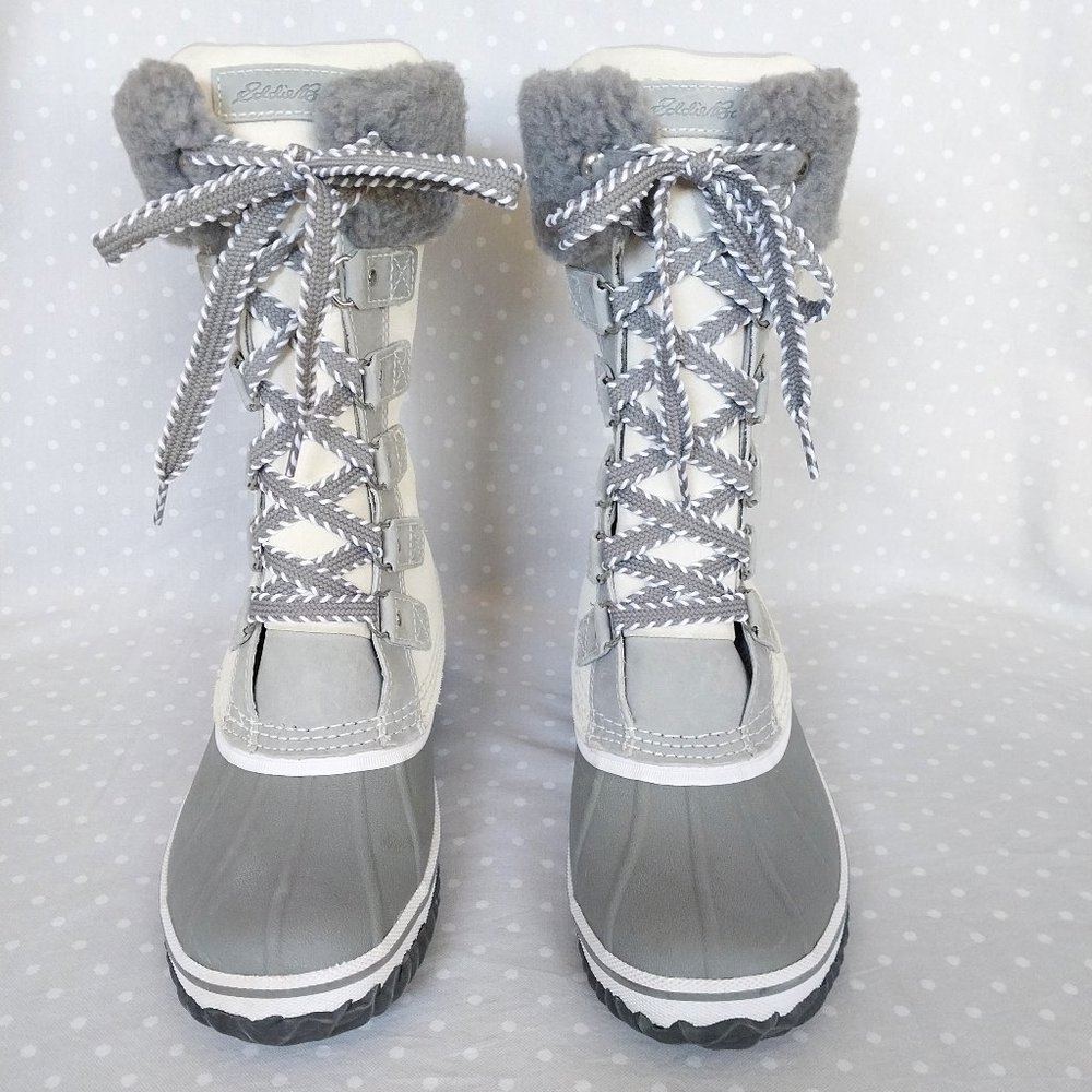 Eddie Bauer Hunt Pac Deluxe Gray and White Tall Winter Boots